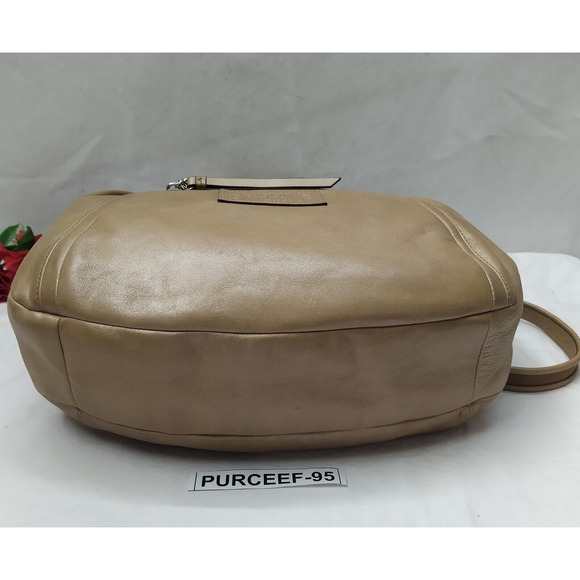 Coach Poppy Light Brown Leather 65th Anniversary Zipper Crossbody Shoulder Bag - Picture 9 of 16